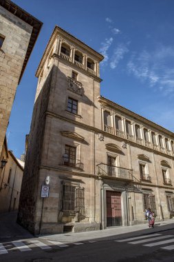 Salamanca, İspanya; Aralık 2018: Cephe Orellana Sarayı şehrin tarihi merkezinde