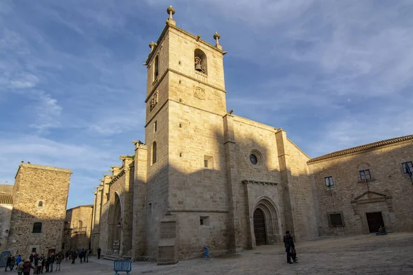 Caceres Extremadura Spain Aralık 2016 Kule Caceres Santa Maria Katedrali — Stok fotoğraf