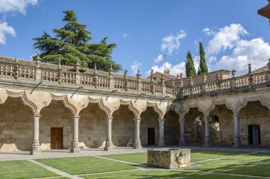 Salamanca, İspanya; Temmuz 2018: Patio de escuelas menores os şehrin tarihi merkezine Salamanca Üniversitesi