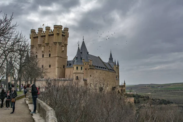 Ségovie Espagne Mars 2015 Façade Principale Célèbre Alcazar Ségovie Élevant — Photo