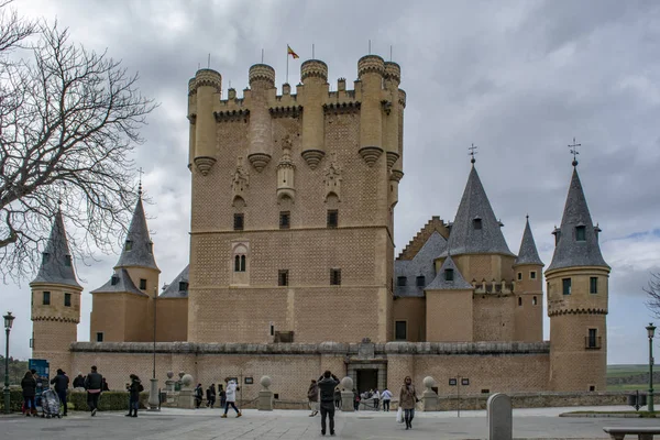 Segovia Hiszpania Marca 2015 Główny Elewacji Słynnego Alcazar Segovia Powstanie — Zdjęcie stockowe