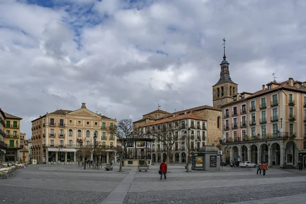 Segovia Spanien Mars 2015 Utsikt Över Stora Torget Den Historiska — Stockfoto