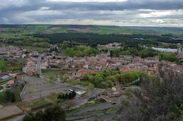 Flygfoto över den medeltida byn av Penafiel, Valladolid — Stockfoto