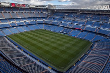 Madrid, İspanya - Şubat, 2019: Santiago Bernabeu Stadyumu Real Madrid Fc geçerli stadyumda ve 81000 kişi kapasiteli tutar