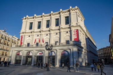 Madrid, İspanya; Şubat 2019: Teatro Real, 1850 yılında açıldı, Avrupa'nın en büyük opera salonları biridir