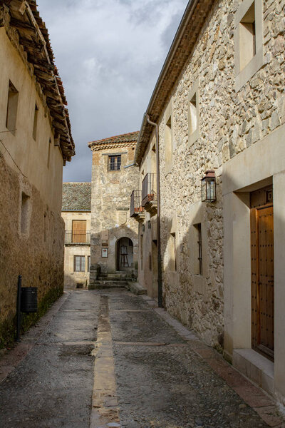 Pedraza, Segovia, Spain; March 2018: view of Typical street in the historical town of Pedraza