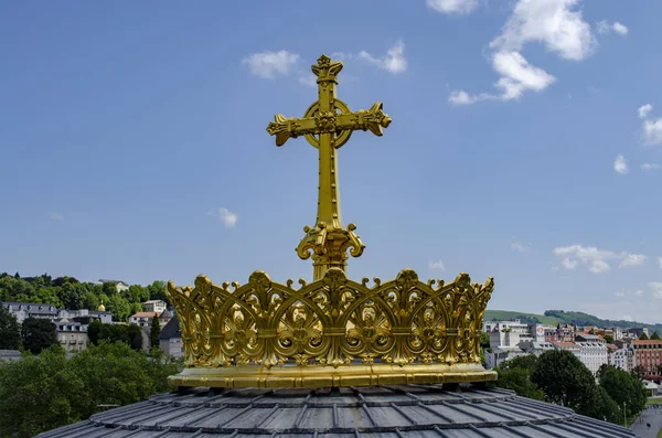 Lourdes Frankrijk Augustus 2013 Uitzicht Het Christelijke Kruis Het Heiligdom — Stockfoto