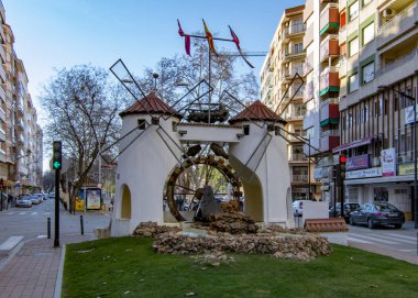 Albacete, İspanya, Şubat 2017: değirmen şehir Albacete, Kastilya La Mancha Center'da fuarın görünümünü