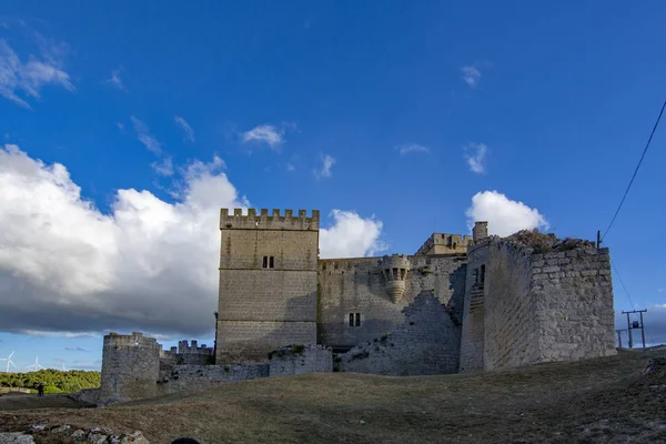Θέα Από Μεσαιωνικό Κάστρο Της Ampudia Του Αιώνα Την Επαρχία — Φωτογραφία Αρχείου