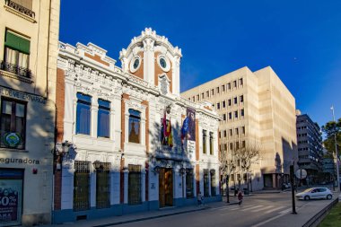 Albacete, İspanya, Şubat 2017: Belediye Müzesi Albacete şehir, Kastilya La Manch ortasına cephe