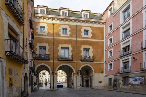 Cuenca Espagne Février 2017 Arcs Entrée Façades Colorées Maisons Sur — Photo
