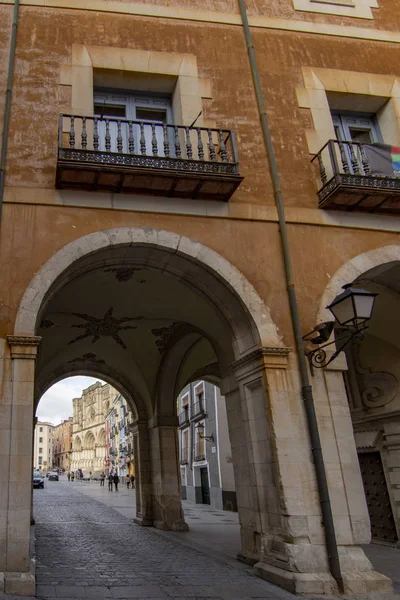 Cuenca Espagne Février 2017 Façades Colorées Maisons Sur Place Principale — Photo