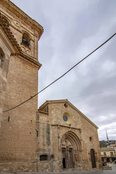 Chinchilla Montearagon Albacete España Febrero 2017 Cubierta Principal Torre Iglesia — Foto de Stock