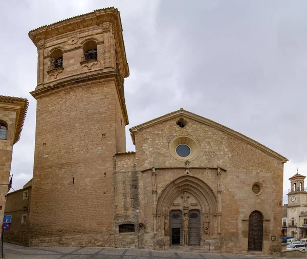 Chinchilla Montearagon Albacete España Febrero 2017 Cubierta Principal Torre Iglesia — Foto de Stock