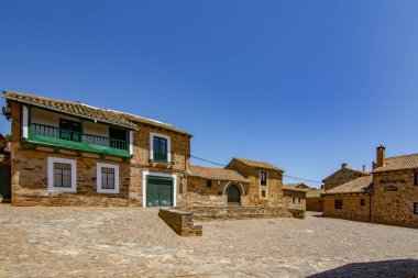 Castrillo de los Polvazares, Leon, İspanya, Haziran 2017: sokaklar ve meydanlar castrillo de Los Polvazares, kuzey batısında İspanya ortaçağ köyü. Maragateria, kaç yerlerden biri
