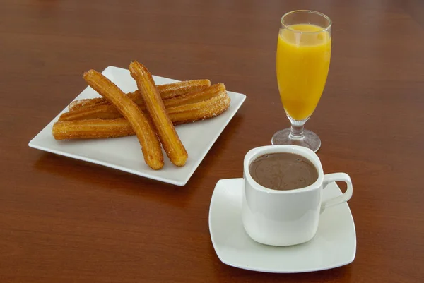Hot Chocolate with churros — Stock Photo, Image