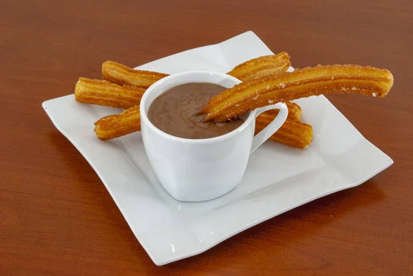 Ζεστή σοκολάτα με churros — Φωτογραφία Αρχείου