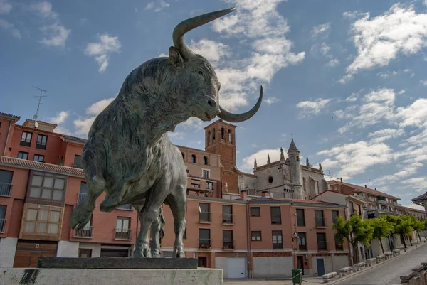 Památník na bull Vega v městě Tordesillas, Royalty Free Stock Obrázky