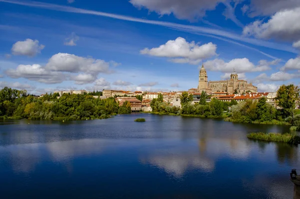 La Catedral de Salamanca es una catedral tardía gótica y barroca en Sal — Foto de Stock