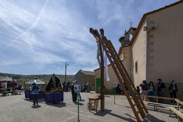 Procesión del Viernes Santo, Bercianos de Aliste en Zamora, España — Foto de Stock