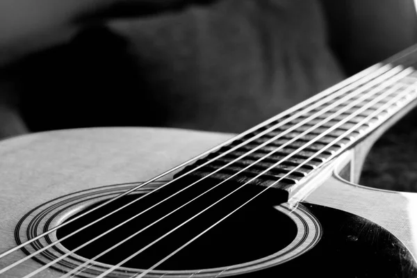 Acoustic guitar body close up