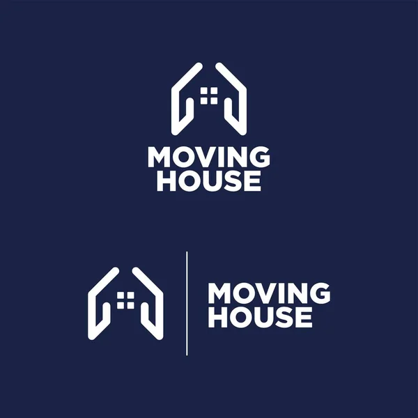 Logotipo movendo casa azul fundo Ilustrações De Bancos De Imagens Sem Royalties