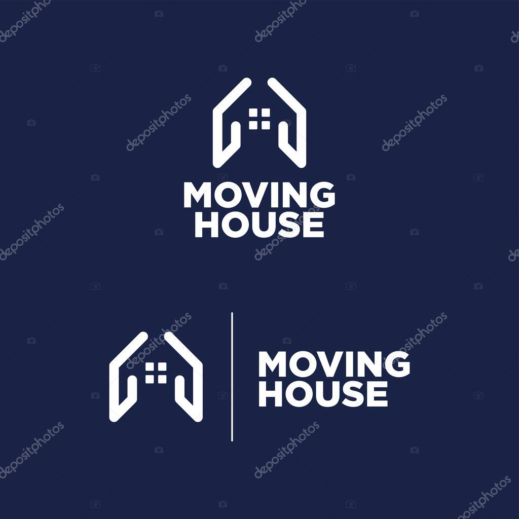 Logo moving house blue background, can be used for logos, icons or symbols, etc.