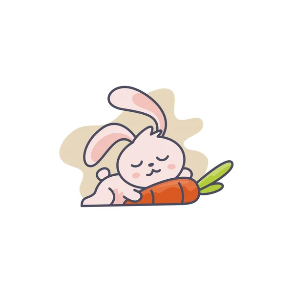 吉祥物兔子睡觉与胡萝卜插图 — 图库矢量图片