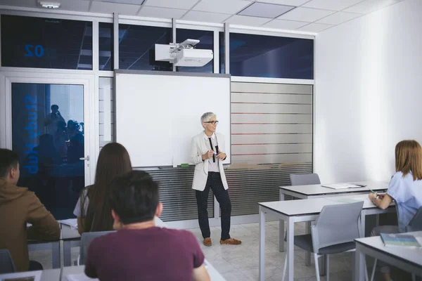 Profesora Mediana Edad Dando Una Lección Escuela Secundaria —  Fotos de Stock