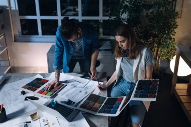 İki tasarımcı birlikte çalışıyor.