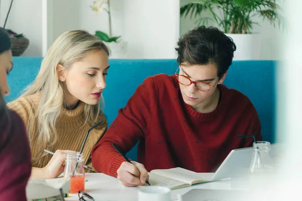 Studentessa e scolaro studiare insieme — Foto Stock