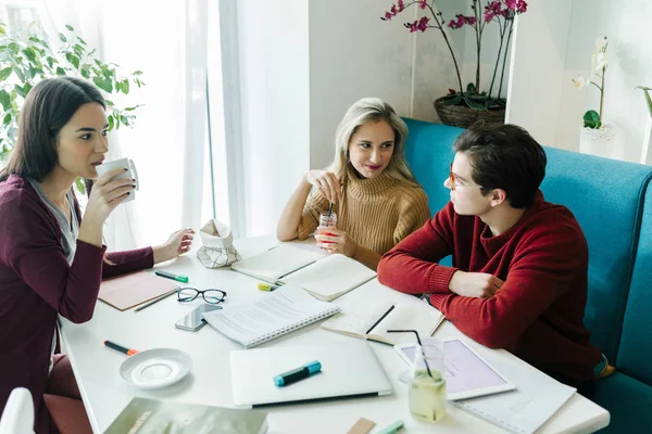 Amigos estudiando juntos Imágenes De Stock Sin Royalties Gratis