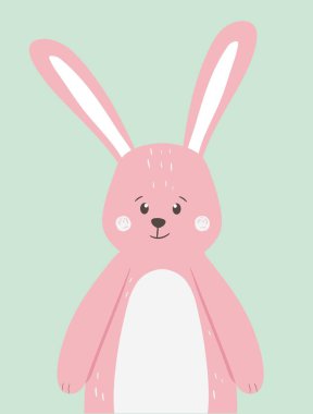 Şirin komik tavşan hayvan yeşil zemin üzerine