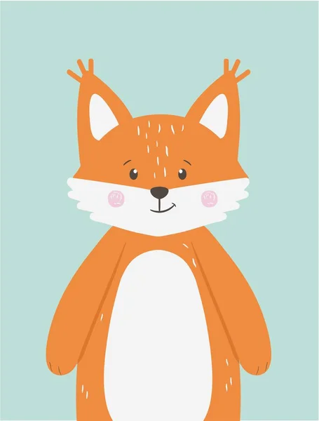 Roztomilý funny fox zvířecí tvář na modrém pozadí — Stockový vektor