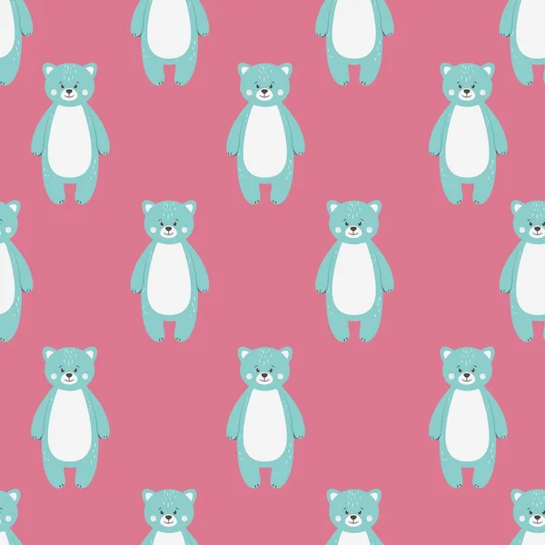動物のかわいい面白い青熊パターン — ストックベクタ