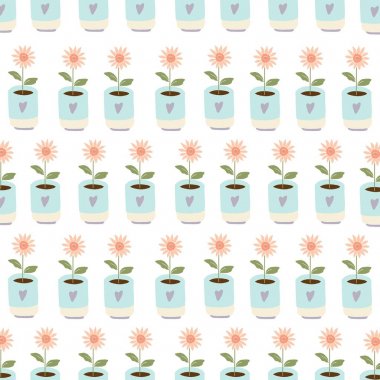 Seramik kaplarda bahçe ev bitkileri