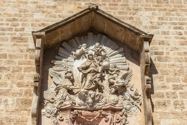 Gothic Church Bas Relief Infants Cupid Angels Valencia Spain — Stock Photo, Image