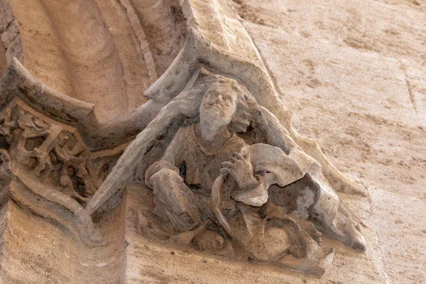 Gothic Gargoyle Bas Relief Ancient Historical Building Valencia Spain — Stock Photo, Image