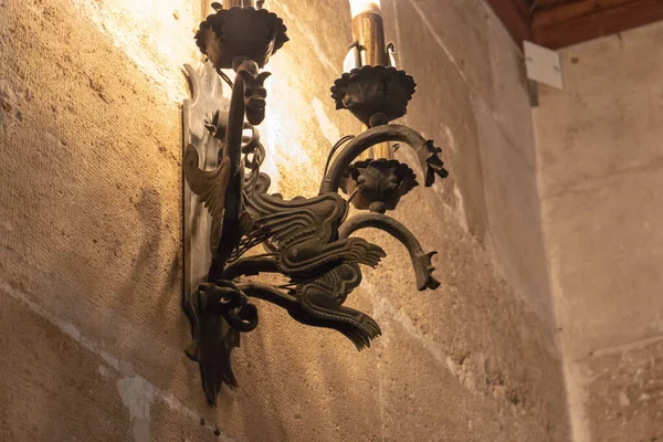 Dragon Candleholder Interior Lonja Seda Silk Exchange Gothic Style Civil — Stock Photo, Image