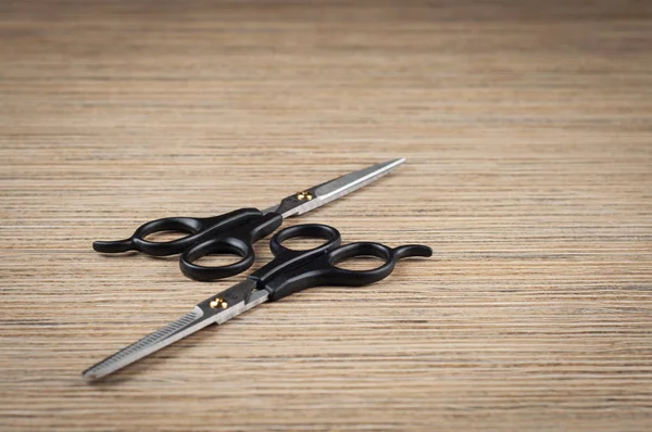 Scissors Light Wooden Tabletop Close — Stock Photo, Image