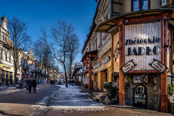 Zakopane Poland March 2019 Famous Krupowki Promenade Main Shopping Area — Stock Photo, Image