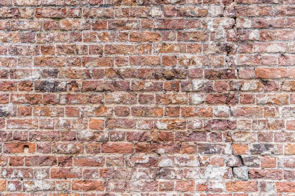 Antiguo Muro Ladrillo Rústico Rojo Corroído Dañado Textura Fondo Alta — Foto de Stock