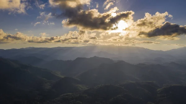 Luchtfoto Bovenaanzicht Van Verse Groene Jungle Bos Helling Van Berg — Stockfoto