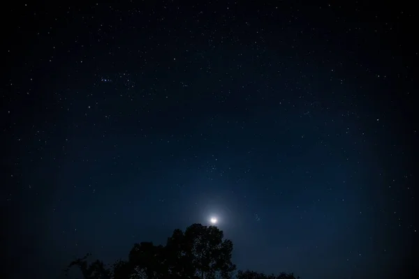 Night Landscape Beautiful Milky Way Moon Milky Way Raise Hill — Stock Photo, Image