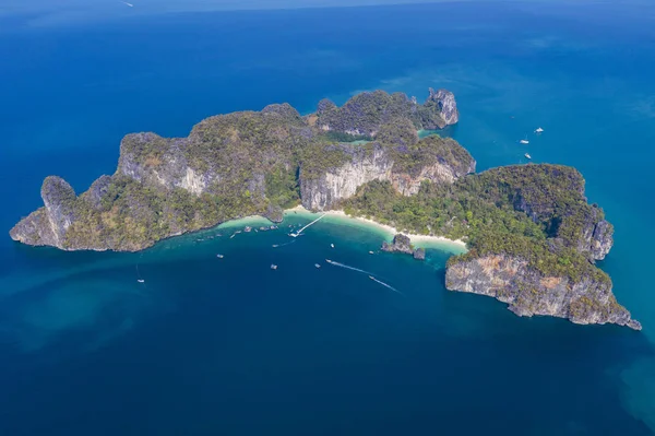 Aerial View Tropical Island Turquoise Blue Water Andaman Sea Hong — Stock Photo, Image