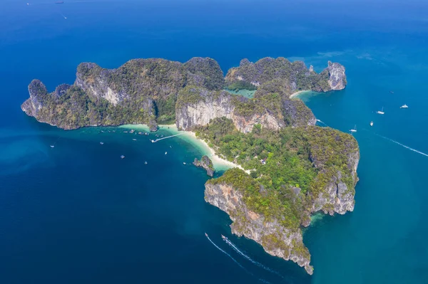 Aerial View Tropical Island Turquoise Blue Water Andaman Sea Hong — Stock Photo, Image