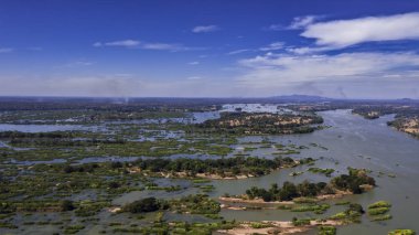 Mekong Nehri doku, hava atış, Si Phan Don, Laos Adaları 