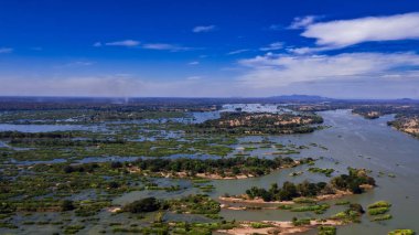 Mekong Nehri doku, hava atış, Si Phan Don, Laos Adaları 