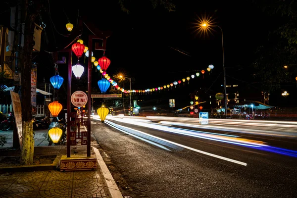Hoi Vietnam 2019 Február Hoi Nightscape Egy Utcai Road Town — Stock Fotó