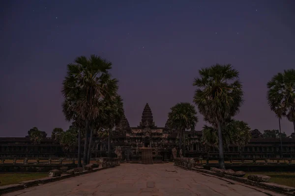 Templo Angkor Wat Desertado Noite Camboja — Fotografia de Stock